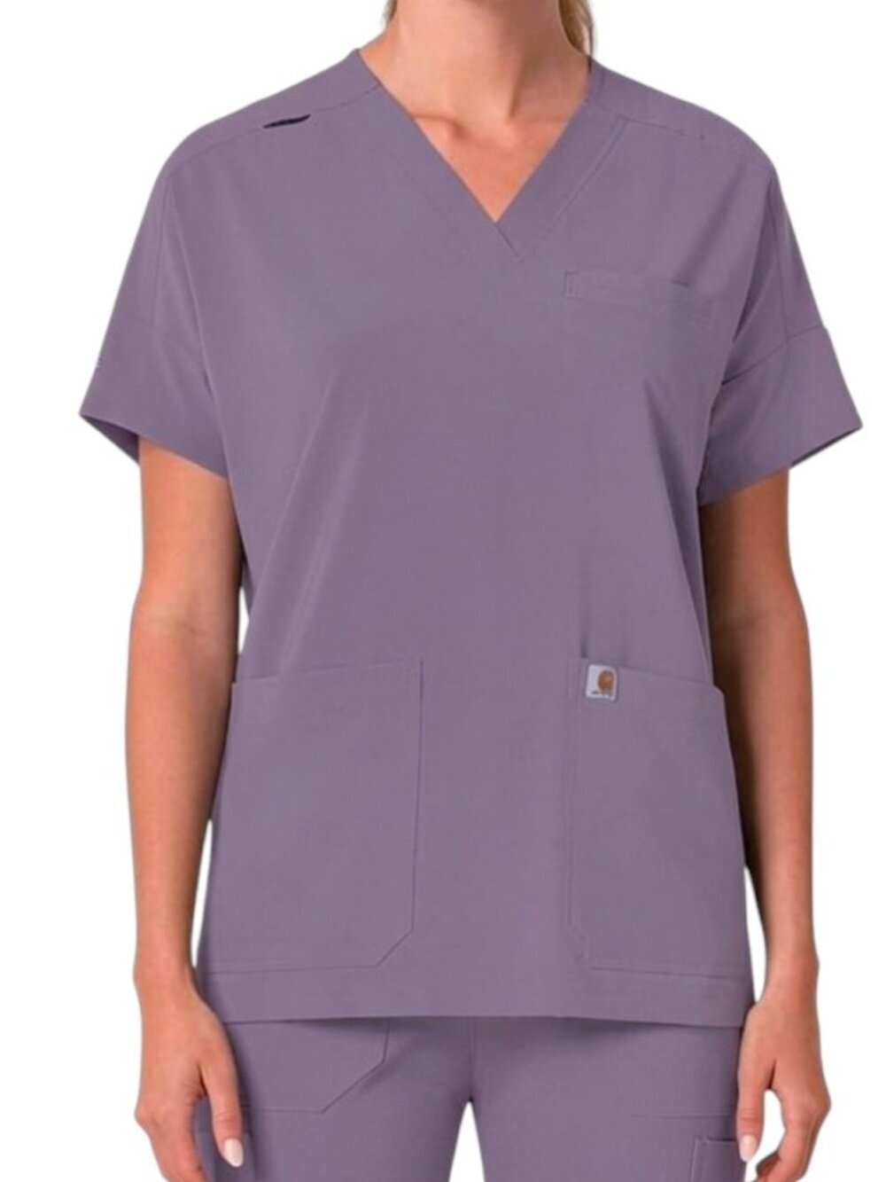 CARHARTT Purple Force Cross-Flex V-Neck Scrub Top Stretch xs